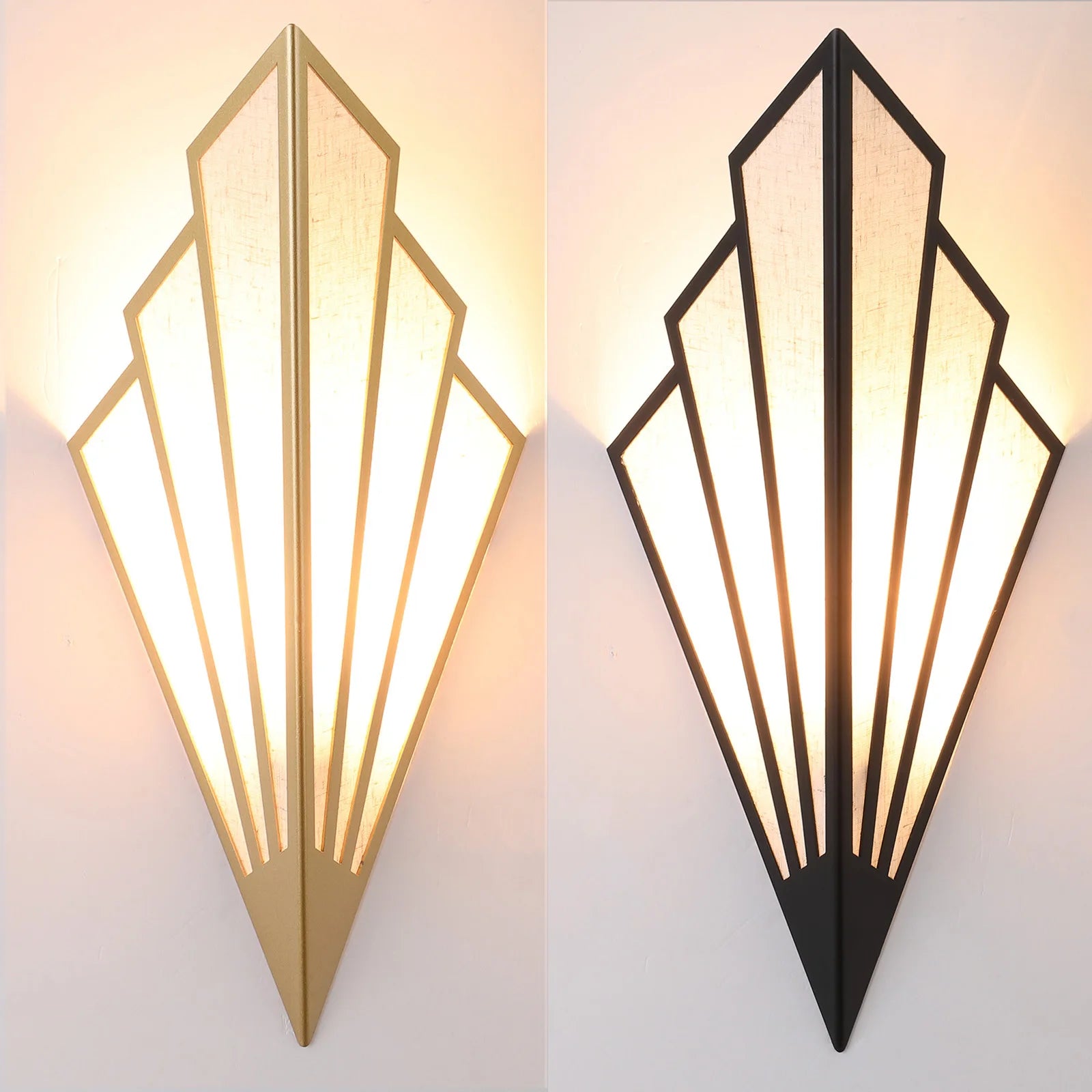 LED Vintage Fan-shaped Wall Light Iron Art Deco Wall Sconces Linen Wall Mount Minimalist Lamp E14 for Living Room Bedroom