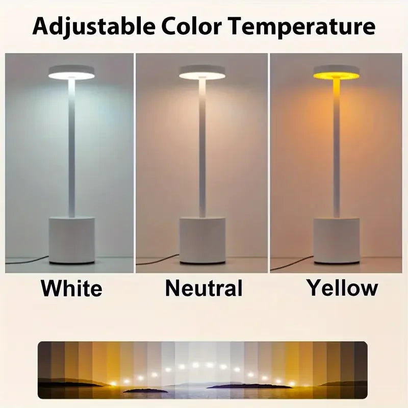 Cordless Table Lamp Bedside Modern LED Night Lamp Rechargeable Touch Tri-color Desk Lamp Restaurant Bar Bedroom Decoration