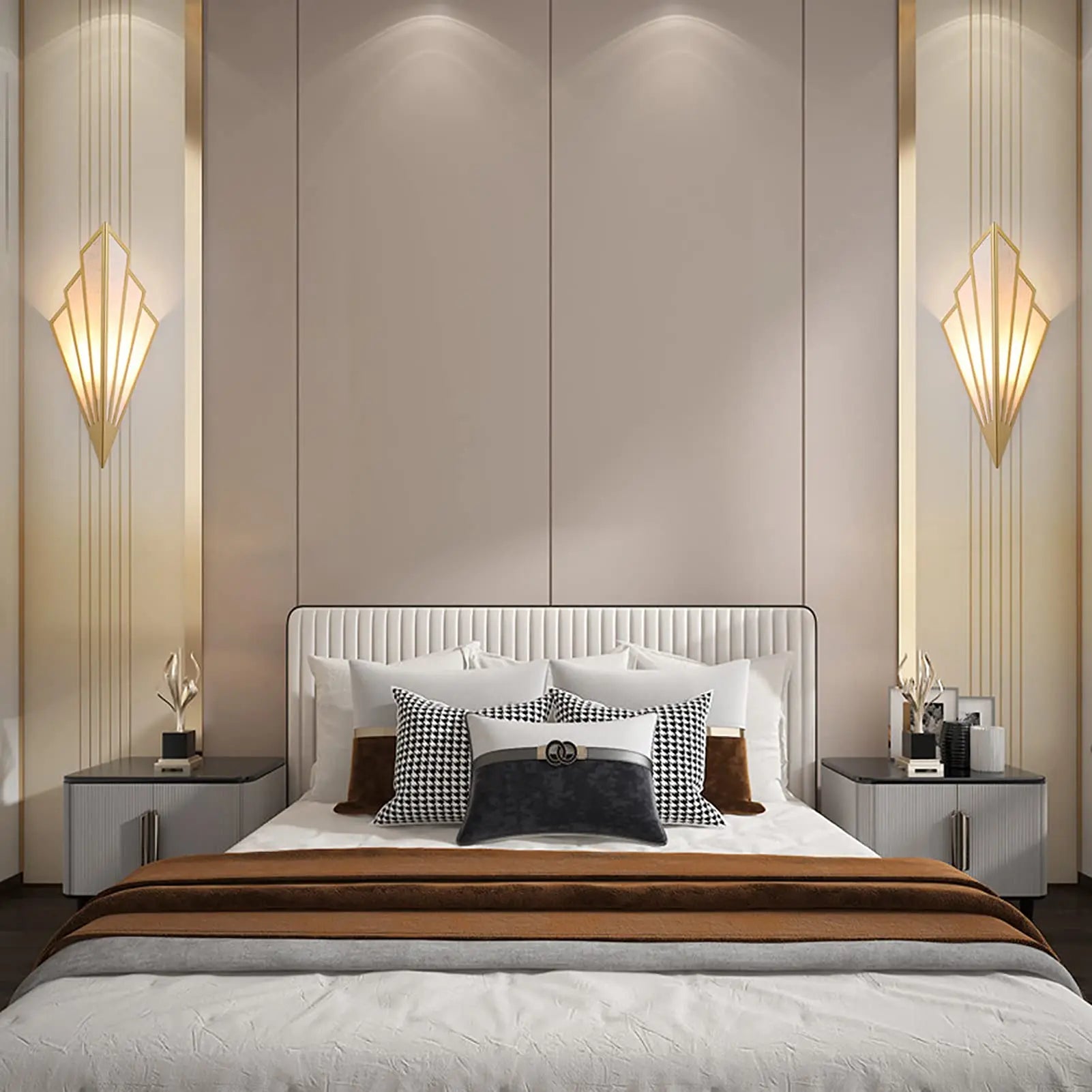 LED Vintage Fan-shaped Wall Light Iron Art Deco Wall Sconces Linen Wall Mount Minimalist Lamp E14 for Living Room Bedroom
