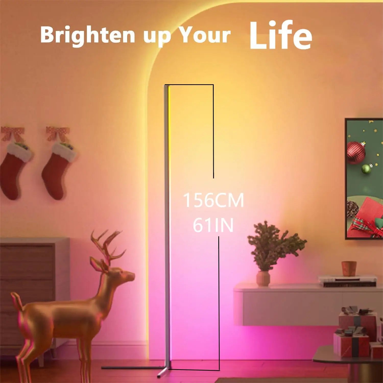 Smart RGBIC Floor Lamp with APP & Music Sync, 16M Custom Colors LED Corner Light for Bedroom Living Room, Home Decor Gift